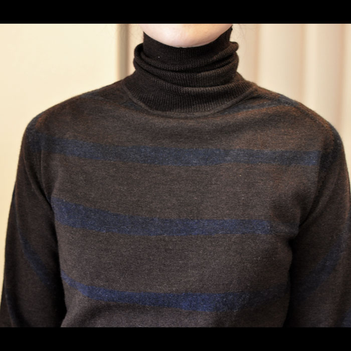 ミナペルホネンzebraタートルニットbrn x nvy | Lin total fashion