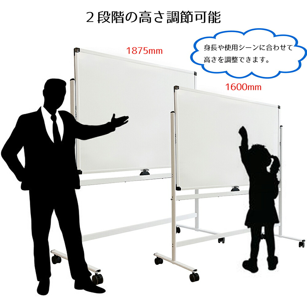 楽天市場】ホワイトボード 脚付き 1800×900mm 回転式 両面 マグネット