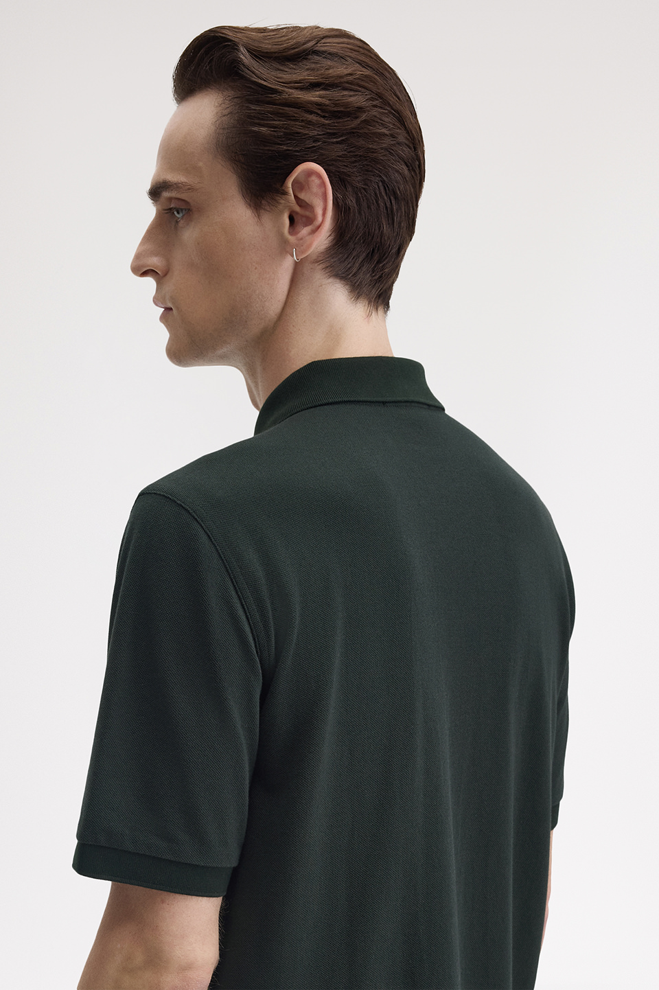 Chenille Tape Button Through Polo Shirt(M Q20：NIGHT GREEN