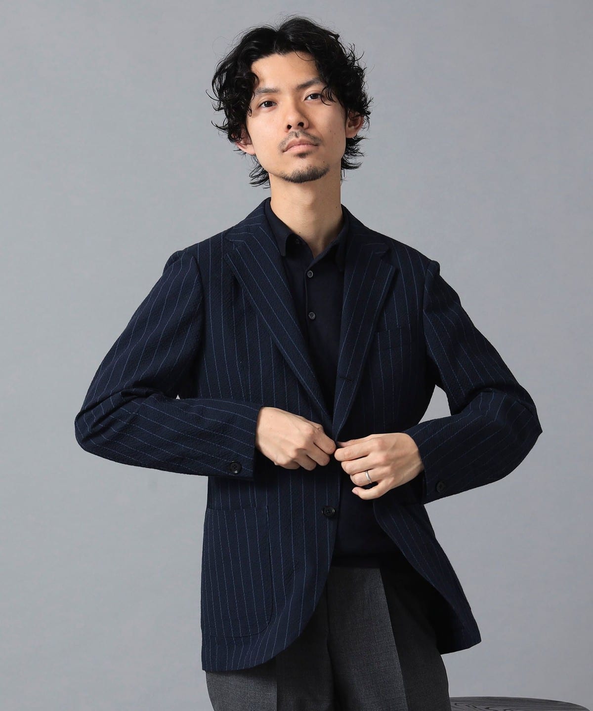 BEAMS F（ビームスF）NEW EASY LEOMASTER シアサッカー ストライプ
