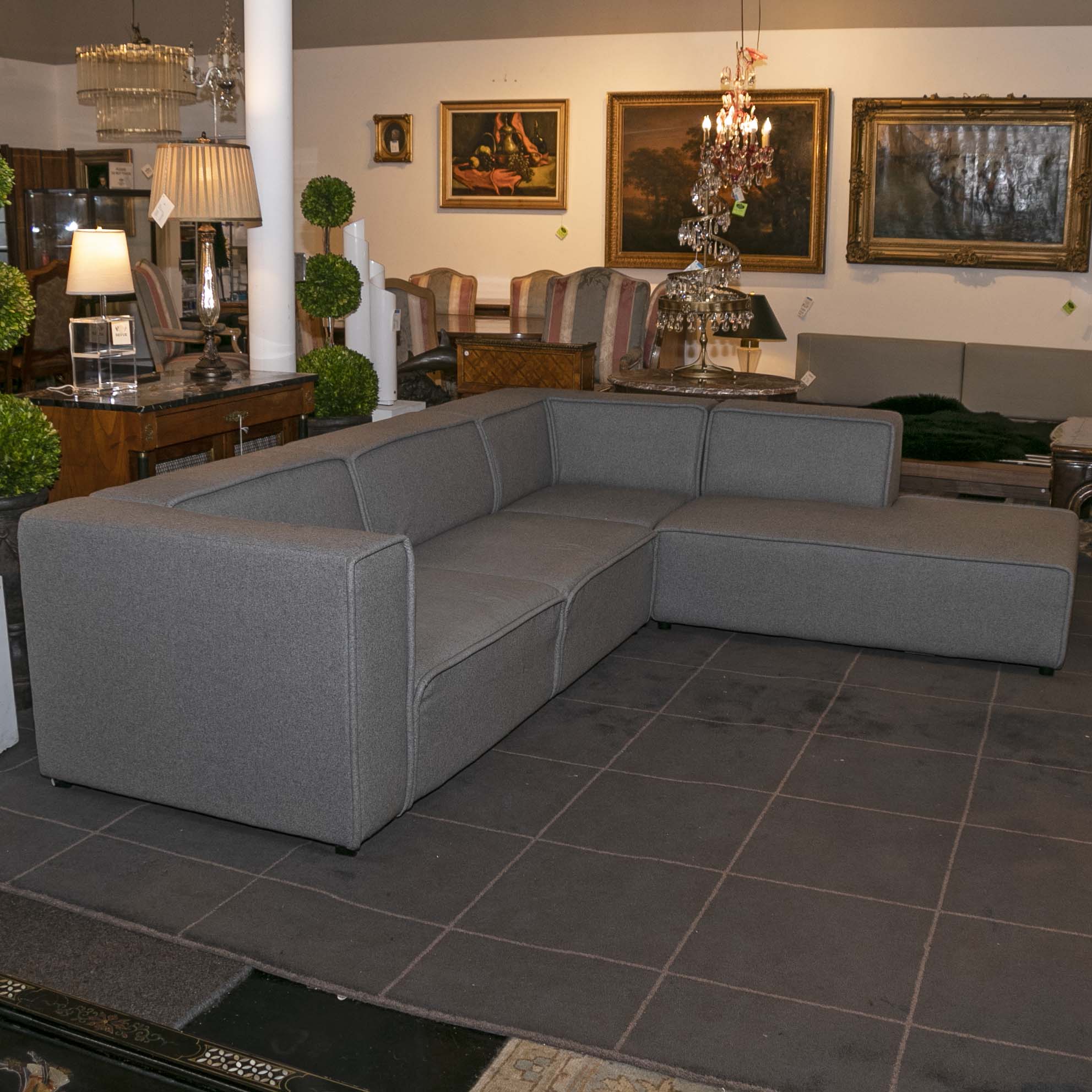 BOCONCEPT 3 Piece Grey Wool Upholstered Sectional Sofa | Grandview
