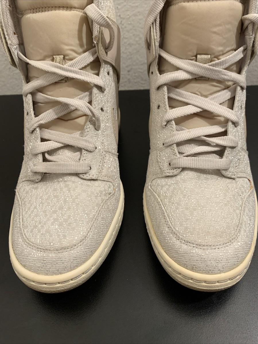 Nike Dunk Sky Hi Hidden Wedge Heel High Sneakers 644410-100 Size 9