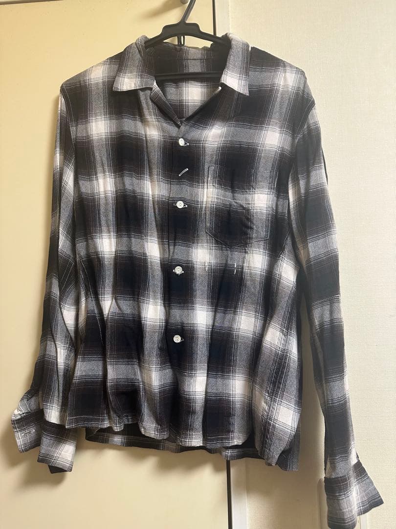 number (n)ine ナンバーナイン チェック ネルシャツ 音符 NUMBER (N)INE(ナンバーナイン) 09SS open collar check shirt