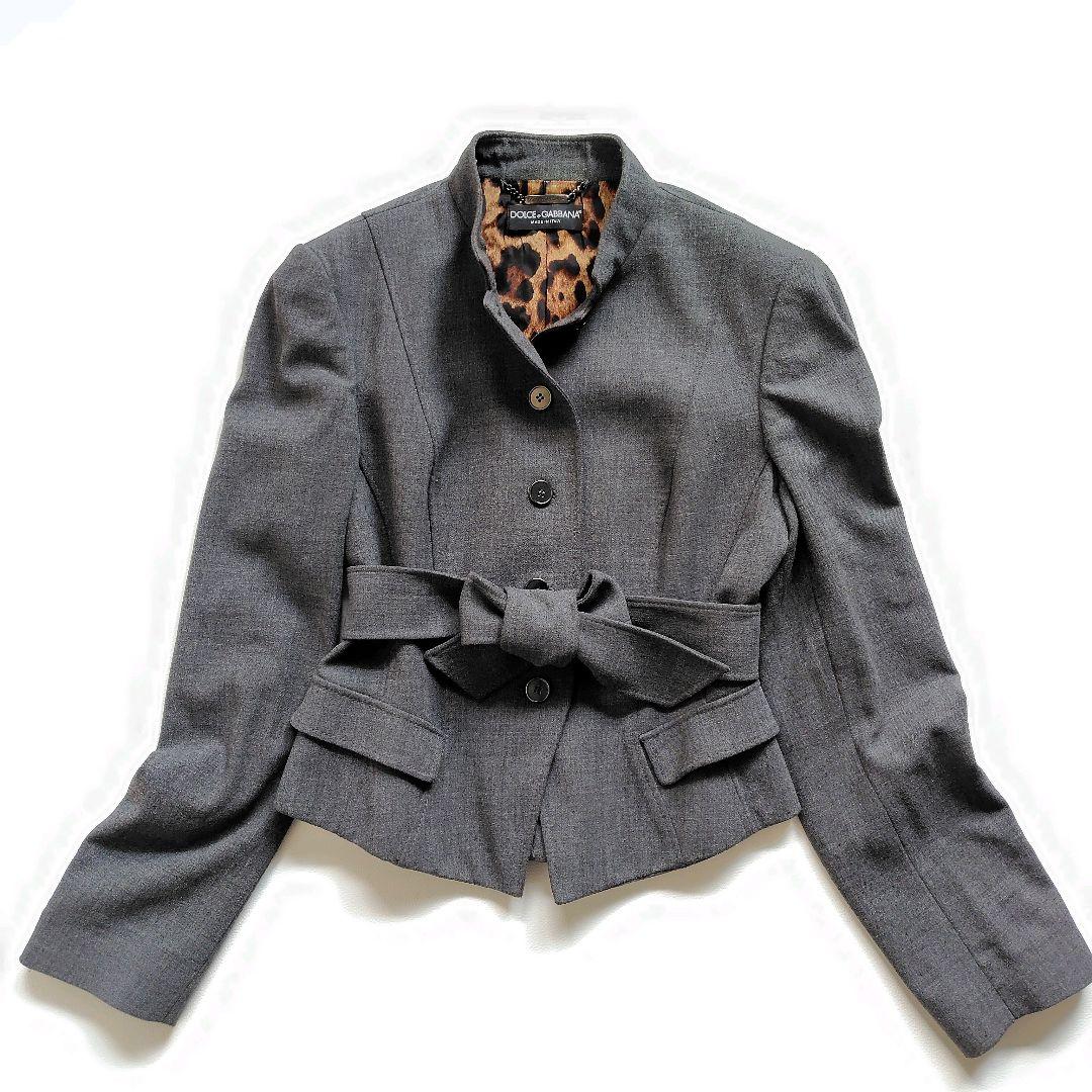 美品 テーラードジャケット レオパード グレー　ドルガバ ベルト 2way LADYMADE（レディメイド） ジャケット テーラードジャケット ベルト付